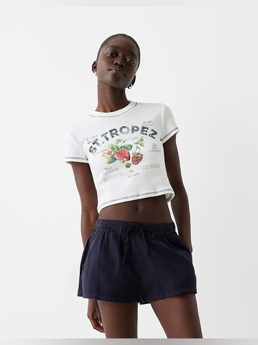 Bershka Drawstring Navy Shorts